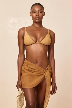Monday Swimwear Sarongs|Bottoms^South Beach Sarong - Antique Gold Crinkle Linen