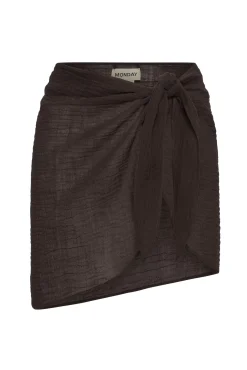 Monday Swimwear Sarongs|Bottoms^South Beach Sarong - Espresso Crinkle Linen