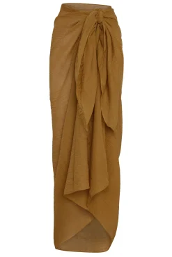 Monday Swimwear Sarongs|Bottoms^St. Tropez Sarong - Antique Gold Crinkle Linen